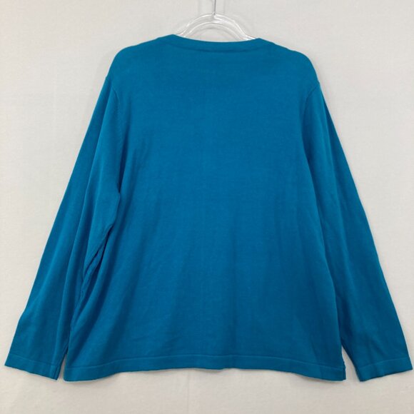 Blair size XL Blue Pattern Eyelet Knit Preppy Button Long Sleeve Cardigan - Picture 8 of 9